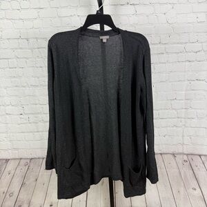 J. Jill Dark Gray Open Front Cardigan Silk Blend Sweater Size Small